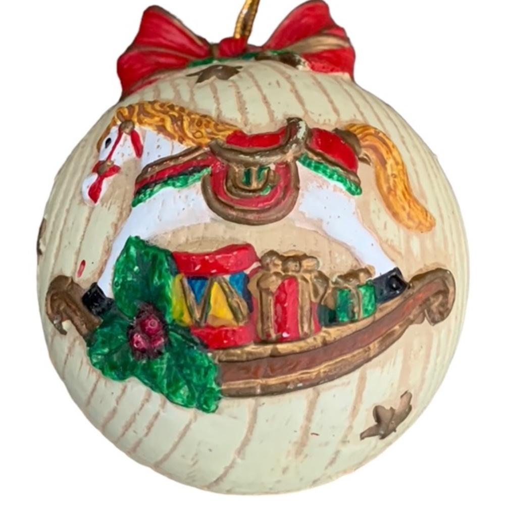 Vintage 3D Christmas Ball Ornament Rocking Horse Christmas Tree